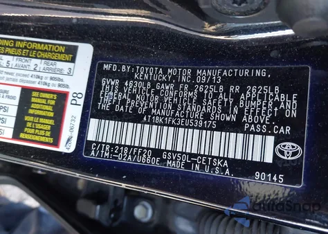2014 Toyota Camry Se V6 from USA, damaged, VIN 4T1BK1FK3EU539175